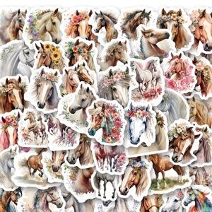 53 Horse Stickers with Floral Designs